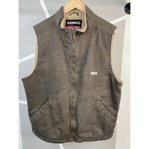 Wolverine Upland Sherpa Lined Gray Vest Twill Cotton Men’s Large Full Zip
